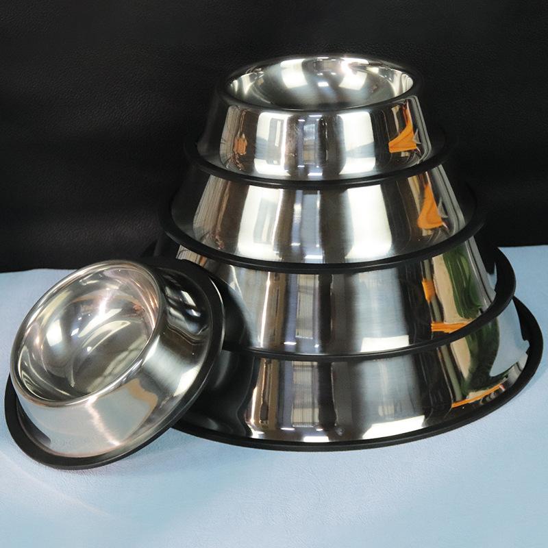 Stainless Steel Dog Bowl Anti-knock Medium and Large Dog Dog Basin Pet Products Non-slip and Drop-resistant Thickened Pet Bowl