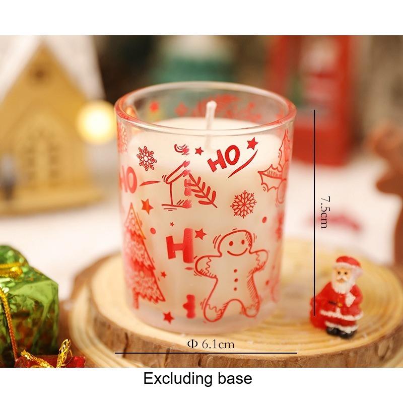 

1pc Glass Aromatherapy Candles Christmas Decorative Candles Creative Atmosphere Christmas Printing Cup Candles красный