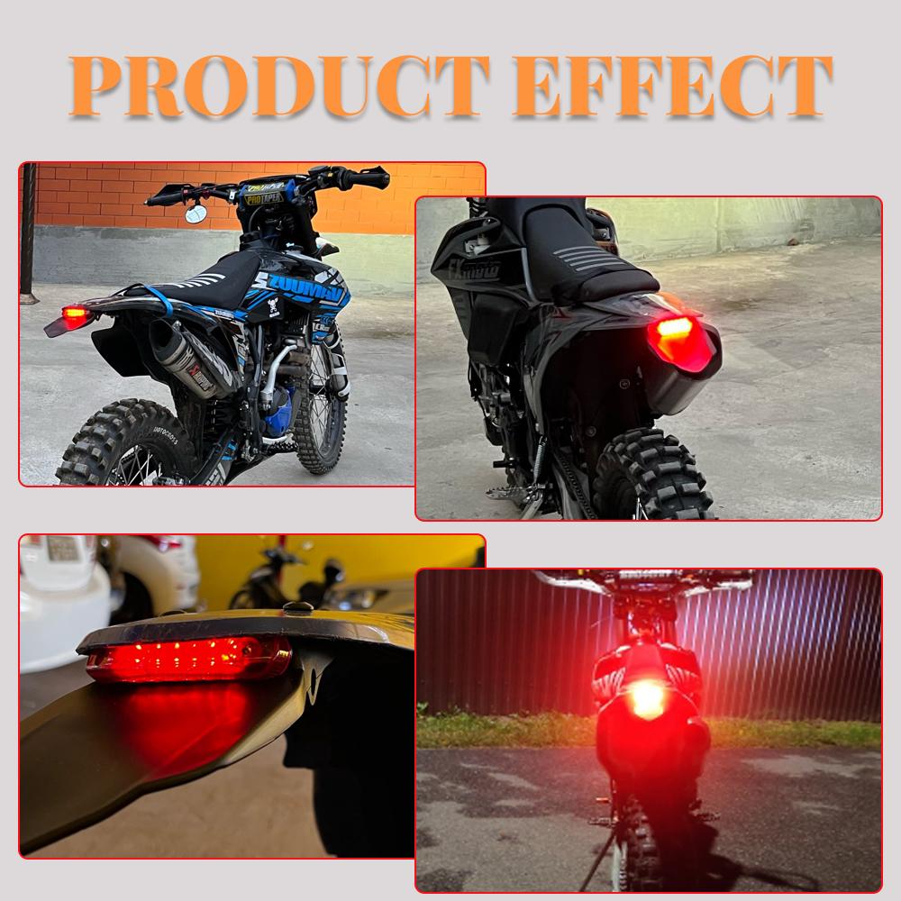 Motorcycle LED Taillight Brake Lamp 12V For Enduro Dirt Bike Trail Supermoto Motocross Enduro Rear Fender License Plate Bracket