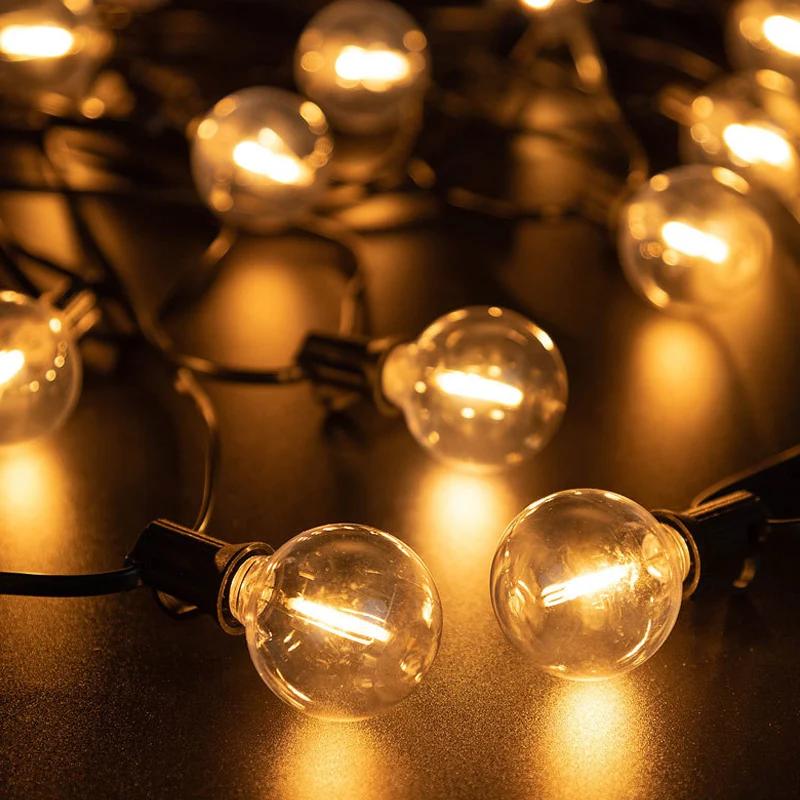 Solar & USB Dual Charging LED String Lights, 15m 15 Lamps, 8 Modes, Brightness Adjustable, Ground Spike & Wall Mount