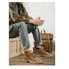 Men's High-top British Style Vintage Genuine Leather Casual Leather Shoes, Mid-top Waterproof Work Boots.
