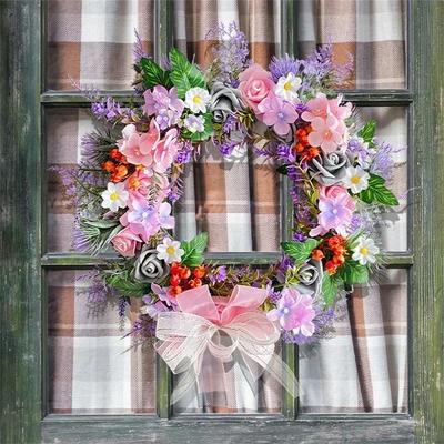 16In Pastel Artificial Wreath For Front Door Wall Decor Spring Flower Decoration For  Home Decor Accessory In Stock Wholesale