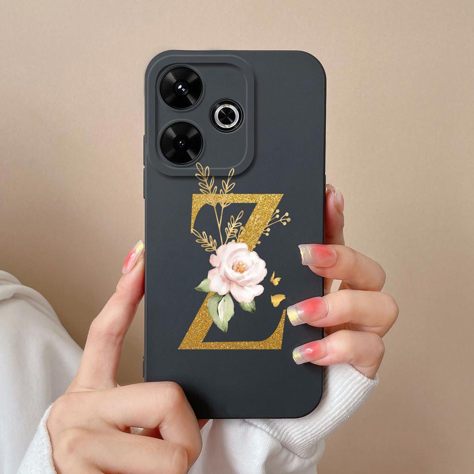Elegant Case For Redmi 13 4G Personalized Letter Soft Liquid Silicone Protective Phone Cover For Xiaomi Redmi13 Shell Funda Capa