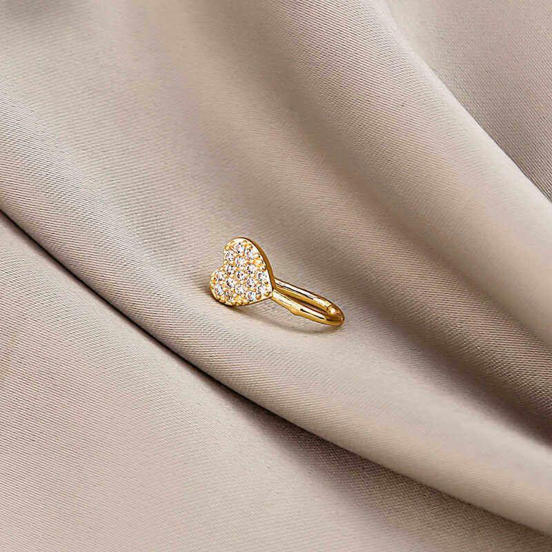 

Amazon Cross-Border Foreign Trade Nose Stud Fashion Non-Perforated U-Shaped Nasal Splint Micro Inlaid Zircon Love Heart Flowers Nose Ring Delivery De43 [Golden Nose Stud] Full Diamond Heart