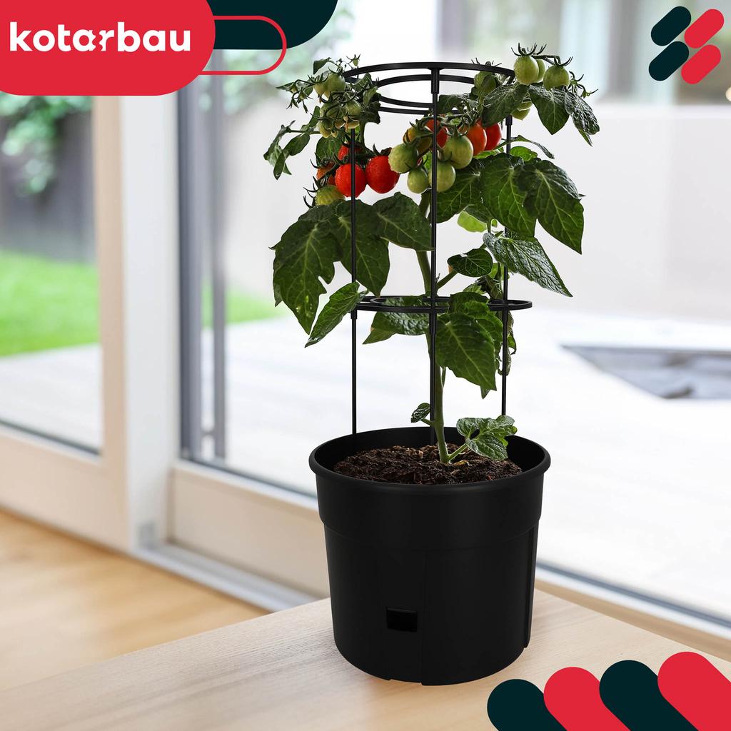 Pot For Growing Tomatoes With A Ladder For The Balcony, Black, 39 Cm, Set Of 3