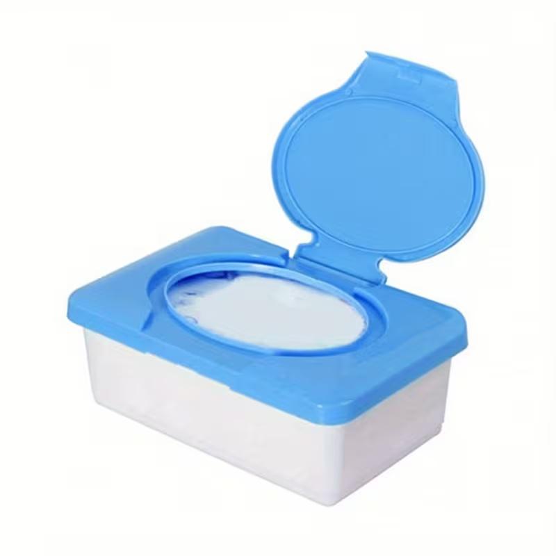 

Transparent Wet Wipe Storage Box, Portable Organizer with Handle in Pink/Blue for Bathroom, Living Room, Bedroom синій