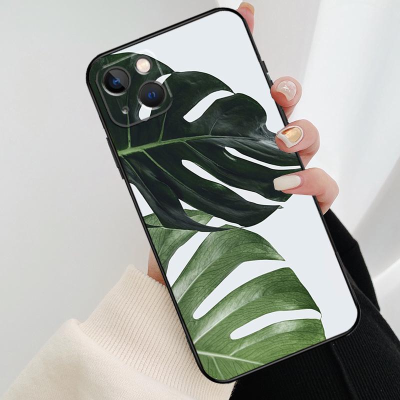 Leaves Monstera Green Phone Case For iPhone 17 Pro Max 14 13 12 11 15 16 Pro Max Mini 15 16 Plus 16e 17 Air Cover