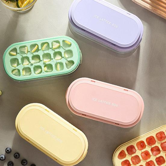 Ice Cube Mold Effortless Push-Type Release Ice Tray Storage Box BPA-Free Stackable Flexible Ice Cube Maker for Home Use