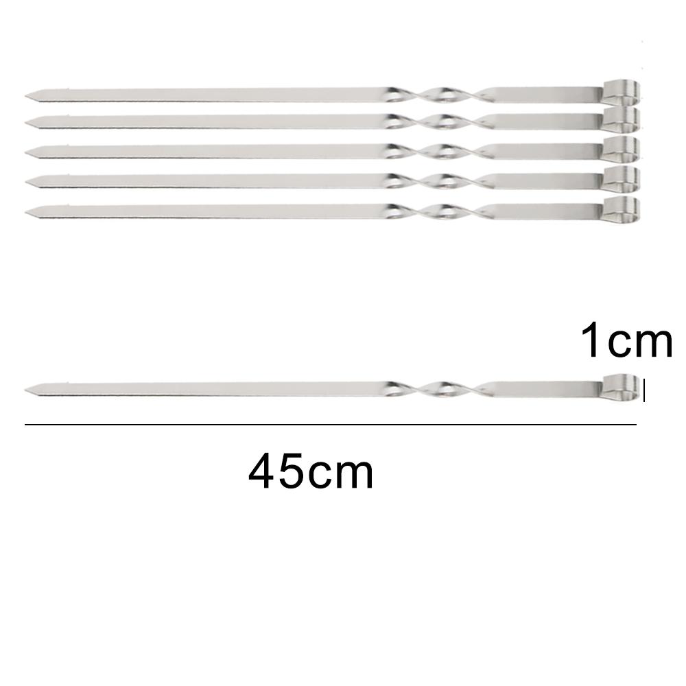Kitchen Accessories Reusable Grill Sticks Flat BBQ Fork Outdoor Camping Picnic Wide BBQ Stick 6Pcs Stainless Steel Barbecue Skewer BBQ Utensil