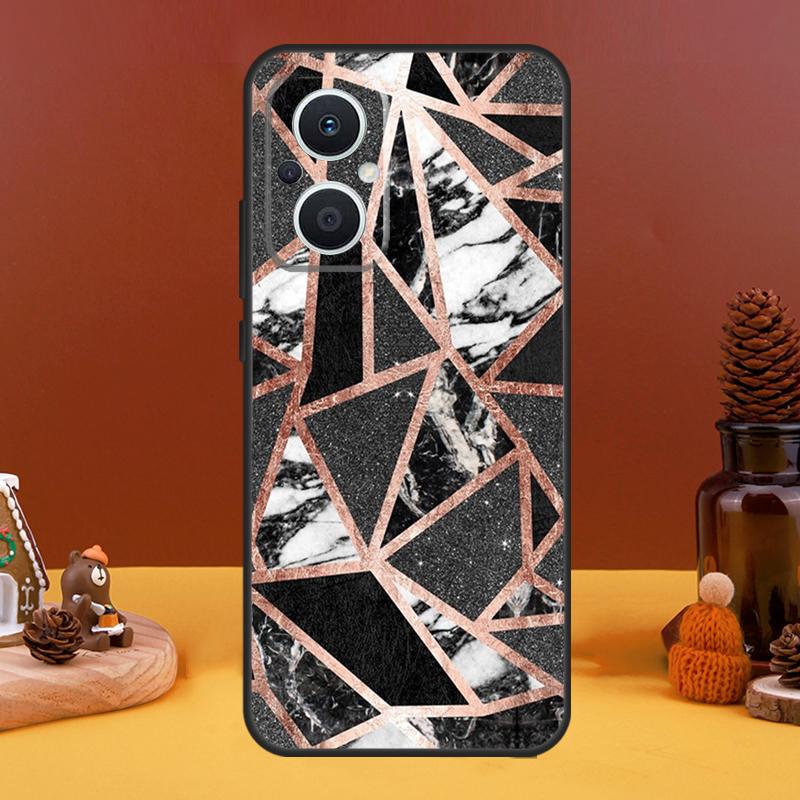 Geometric Marble Case For OPPO Reno 10 Pro 11 F 4 5 6 7 8 Lite 4Z 5Z 8T OPPO Find X5 X2 X3 Lite X6 Pro Cover