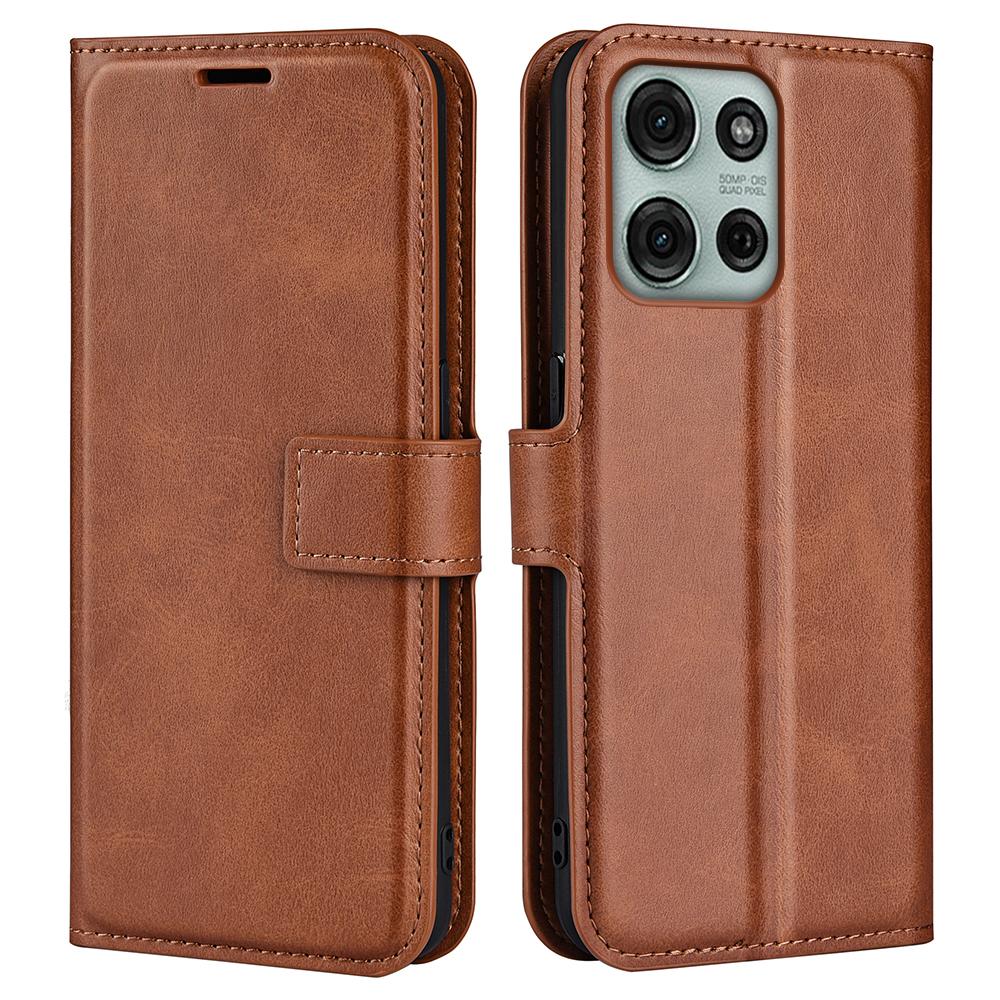 For Motorola Moto G75 5G Stand Case Anti-Scratch Calf Texture Leather Phone Cover