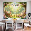 2D Easter Photo Booth Backdrop, Cute Bunnies & Floral Garden Photography Background