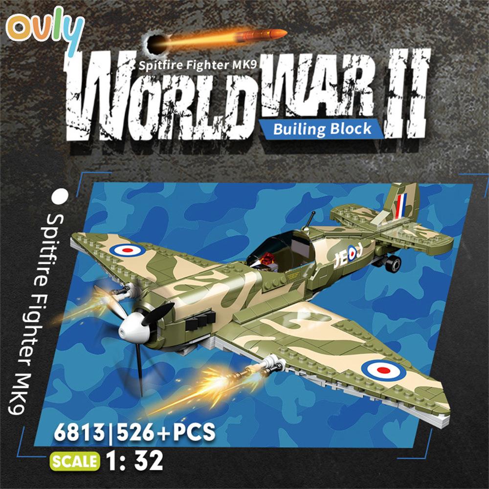 Ovly MK9 Super Spitfire Fighter 1:32 Model Building Block World War II UK Fighter Toy Compatible with Bricks Children's Birthday Gift