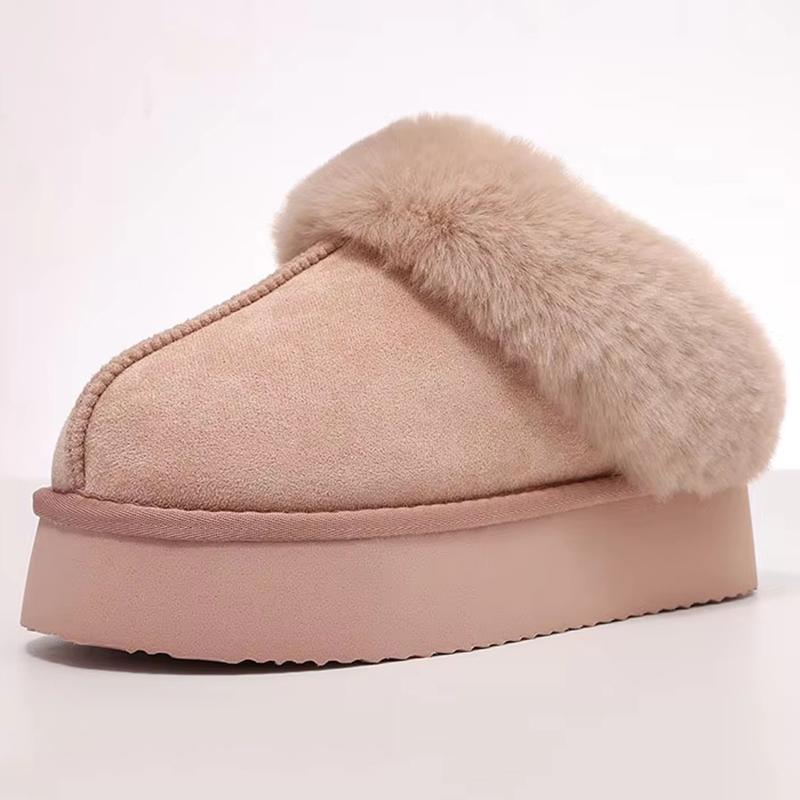 

Fashion Smile PoP Winter Fluffy Women Slippers Warm Fuzzy House Slippers Soft Suede Antiskid Platform Cotton Slippers With Memory Foam 36-37 розовый