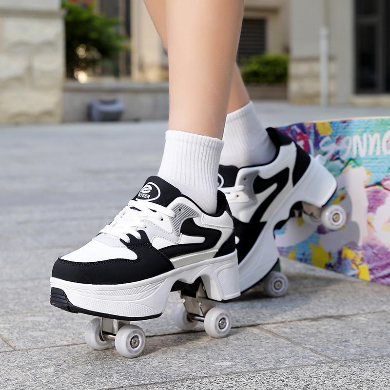 Scarpe da Ginnastica con Ruote Bambino / Bambina Scarpe con Ruote Deformabili Scarpe Pattini a Rotelle Scarpa da Skate Bambina Scarpe da Skate Bambino