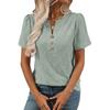 Summer Round Neck Short Sleeved Flower Jacquard Top Button T-shirt for Women Shirt