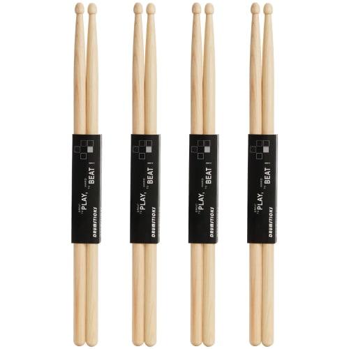 

AVLA 4-Pair Hickory 7A Drumsticks Set, Percussion Instrument Accessories for Adults, Teens, Students, and Beginners, with Acorn Wood Tips for a Balanc