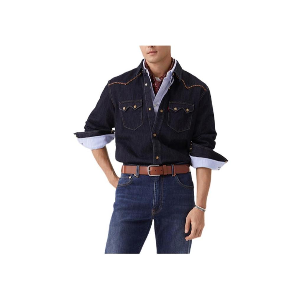 Levis SS25 New Year Limited Edition Double Pocket Design Button Closure Single Breasted Denim Jacket Men Jackets Dark-Blue 0036J-0000