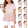 alla moda set estivo per bambina top a maniche corte con bordo arricciato + pantaloncini
