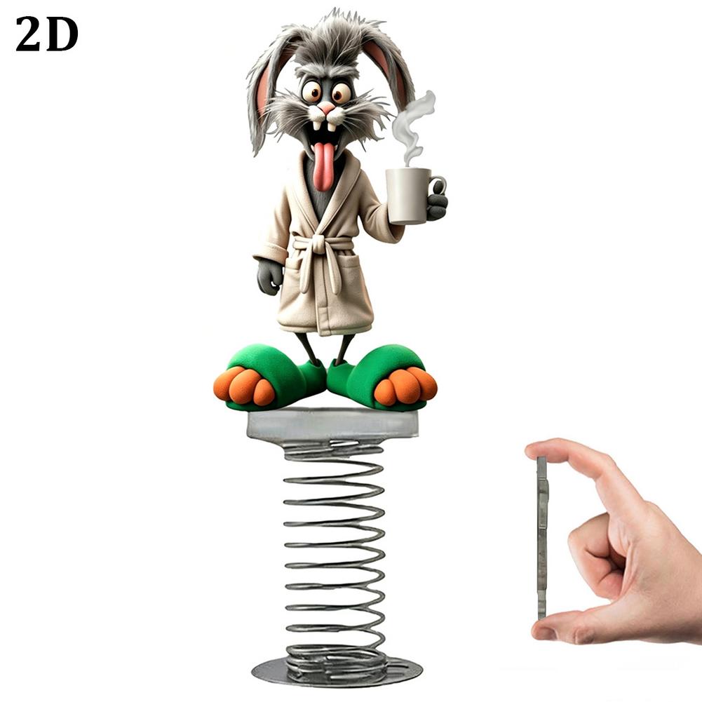 2D Acrylic Shaking Rabbit Ornament Funny Dashboard Decor Cartoon Rabbit Decor Ornaments For Car Bicycle Desk Home