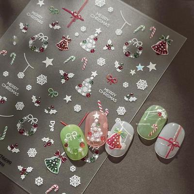 1 Stück Bronzing Weihnachten Schneeflocken Nail Art Sticker Niedlicher Cartoon Weihnachtsbaum Weihnachtsmann Maniküre Abziehbild DIY Nail Art Dekor