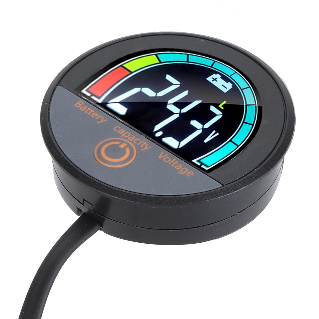Round Energy Meter Embedded Mount Digital LCD Display Battery Capacity Voltage Monitor for
