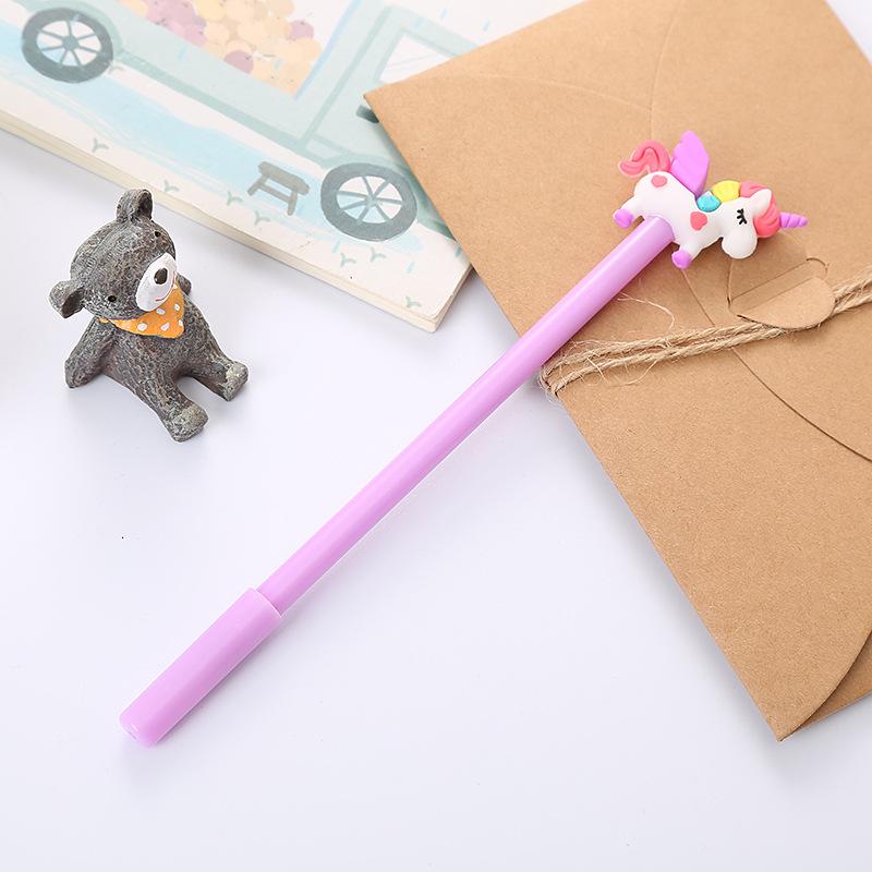 Back To School Season 10pcs 0.5mm Cartoon Unicorn Neutral Pen Creative Study Stationery Exam Black Water-based Pen Cute