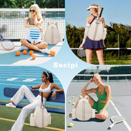 Tennis Schlägertasche Umhängetasche für Damen Herren Wasserabweisende Gesteppte Schlägertasche Einseitige Crossbody Rucksack für Pickleball Tennis Badmintonschläger