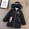 Girls' Winter Clothes Cotton Jacket with Thick Collar Down Cotton Jacket Long Length