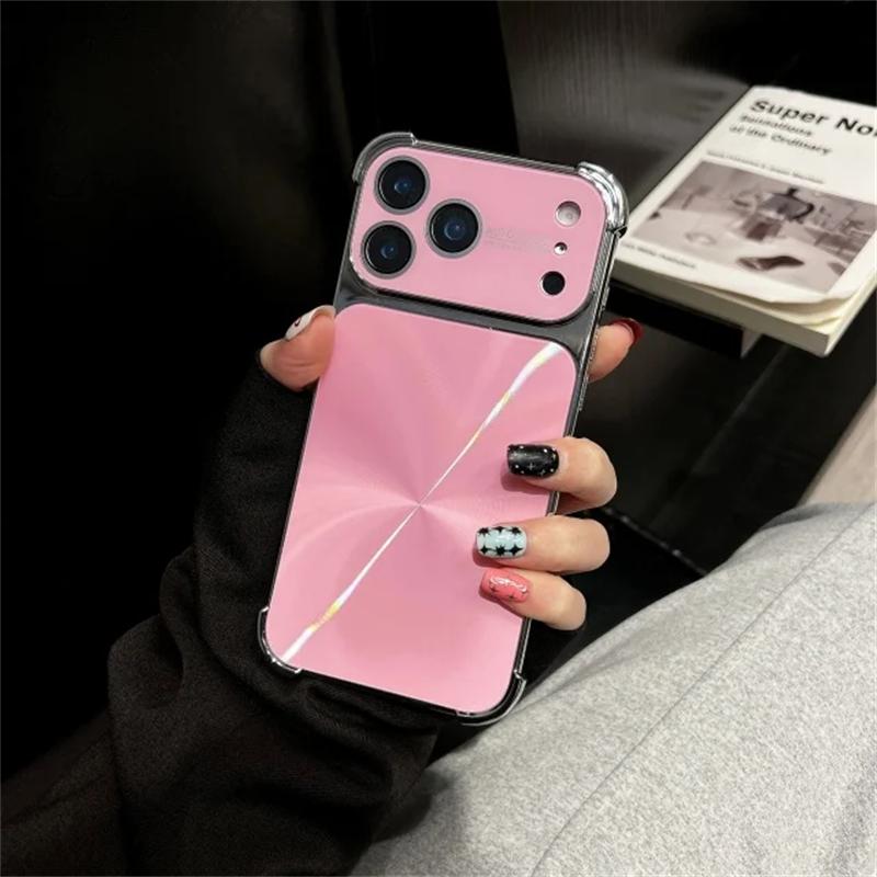 

Для iPhone 17 Pro Max Роскошный Сияющий Рамка с CD-линиями Покрытие Чехол для Телефона Для iPhone 13 14 15 16 Защитная Крышка для Объектива iPhone 13 розовый
