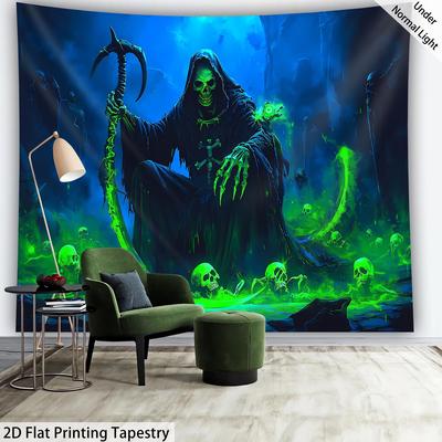 Death God Skeleton Tapestry Wall Hanging Home Decor for Bedroom Living Room Dorm Psychedelic Living Aesthetic