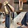 Retro velvet~ leather flat-bottomed Mary Jane shoes for women's 2025 autumn new fashionable round head belt buckle light mouth single shoes