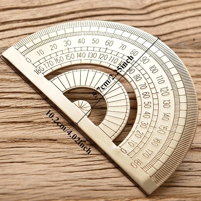 Vintage Brass Protractor and Triangle Ruler Durable Metal Measuring Tools with Clear Etched Markings, Ideal for Students School Supplies