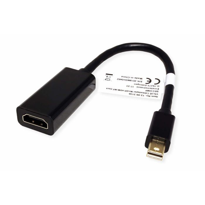 Adaptateur Mini DisplayPort - Value - 12993130 - HDMI Femelle - 0.15 m - Noir