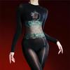 Body da Donna Super Sottile 5D in Pizzo Lucido a Vita Senza Cuciture con Finitura Effetto Seta