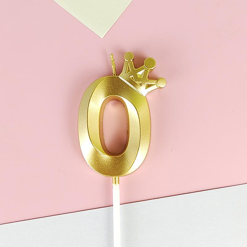 1 Pc Gold Crown Digital Candle Number Birthday Cake Candle Kids Birthday Party Wedding Cake Candle 0-9 Number Candle