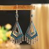 Bohemian Ethnisch Lang Blau Acryl Kristall Wassertropfen Ohrringe für Damen Retro Temperament Geometrisch Hängende Ohrringe Schmuck