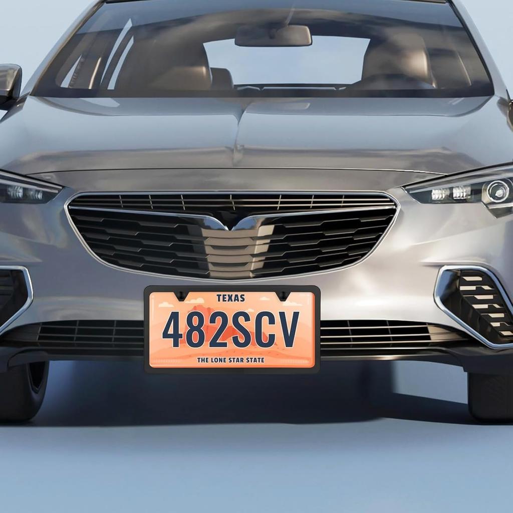 License Plate Frames Stainless Steel License Plate Cover Two Hole Slim Version License Plate Frame Flat License Plate Holder With Metal Screw Caps