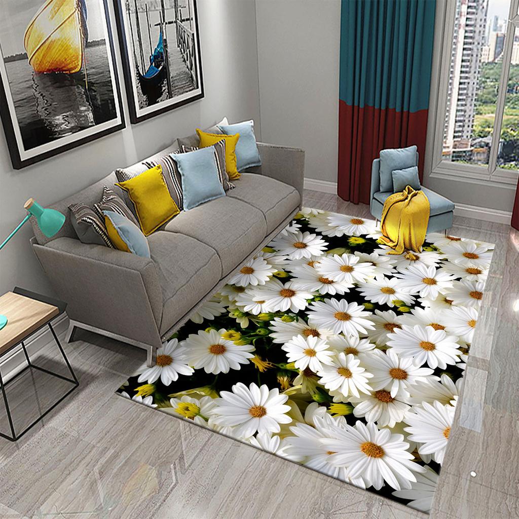 3D bunter frischer Blumen Teppich für Küchenteppich mit romantischem floralem Wohnzimmer Badezimmer Boden Teppich Mädchen Schlafzimmer Teppich Dekoration