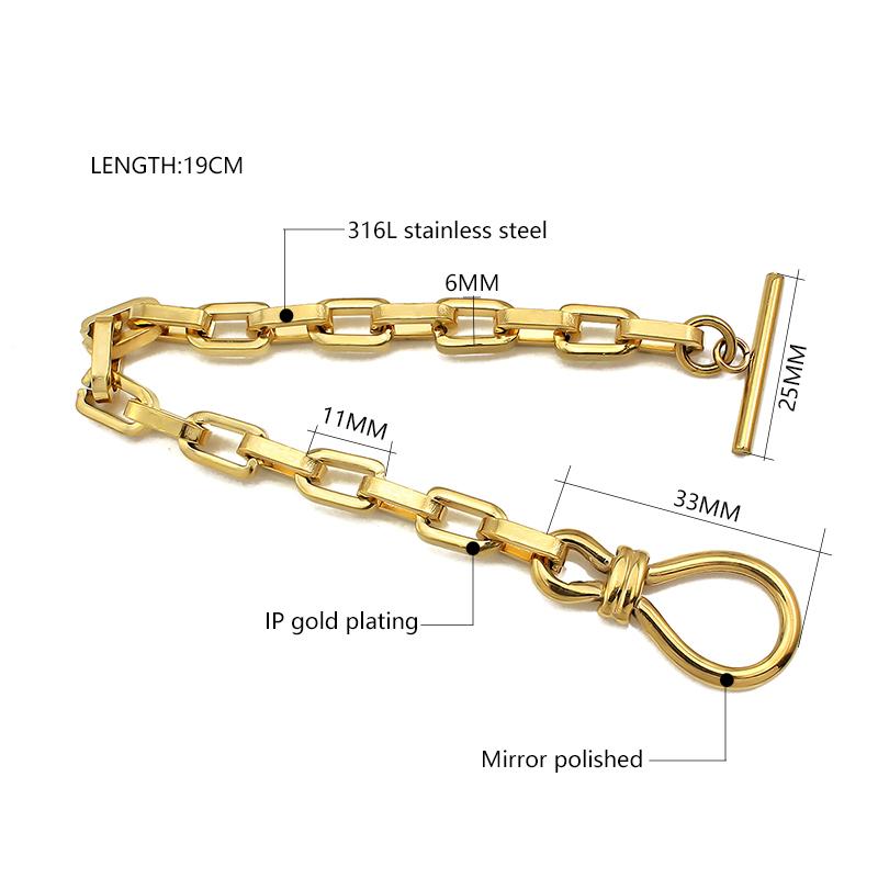 Minimalist 18K Gold Plated Stainless Steel Collarbone Paperclip Herringbone Chain OT Buckle Bracetel Necklace Jewelry
