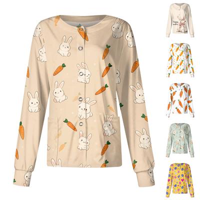 Women's Casual Long-sleeved Single-breasted Printed Protective Clothing Cardigan Top