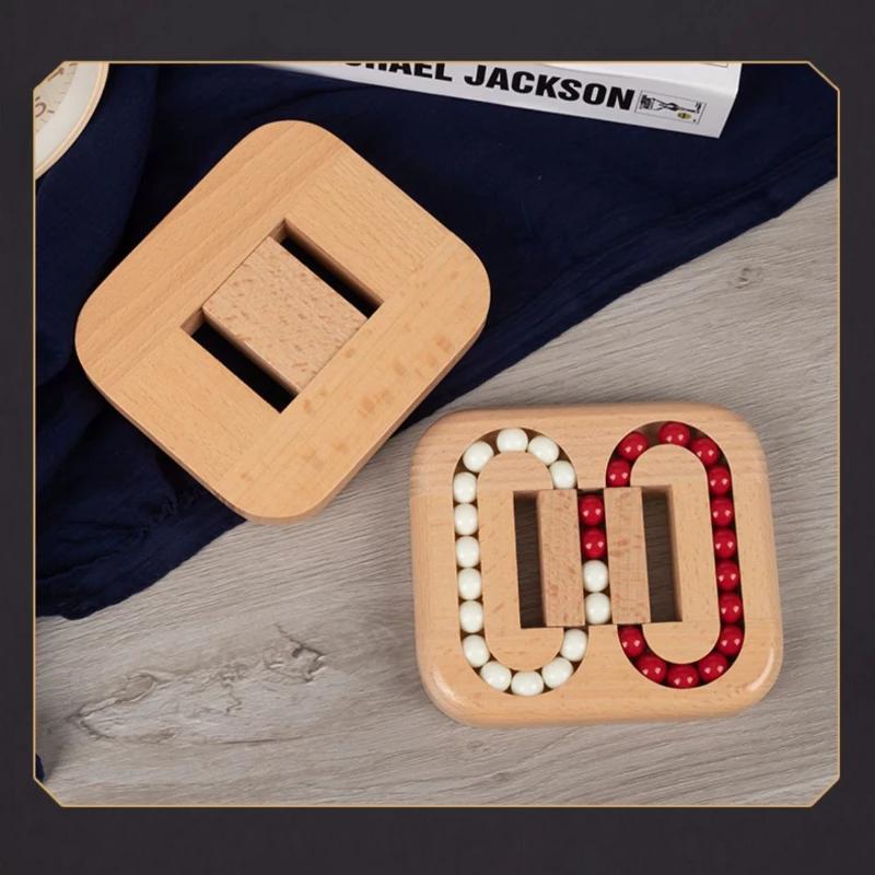 Non-Toxic Wooden Rotating Magic Beans Cube Fingertip Fidgeted Toys Kids Stress Relief Spin Bead Puzzles Children Education Intelligence