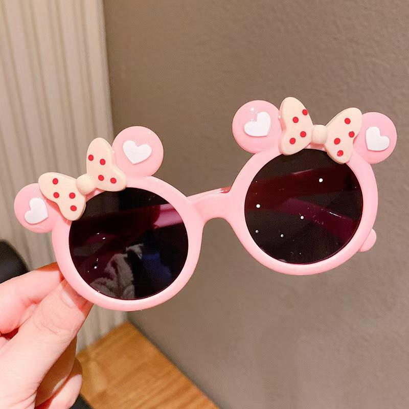Cute Mickey Children'S Sunglasses Girl, Cartoon Minnie Bow Sunscreen Sunglasses Glasses