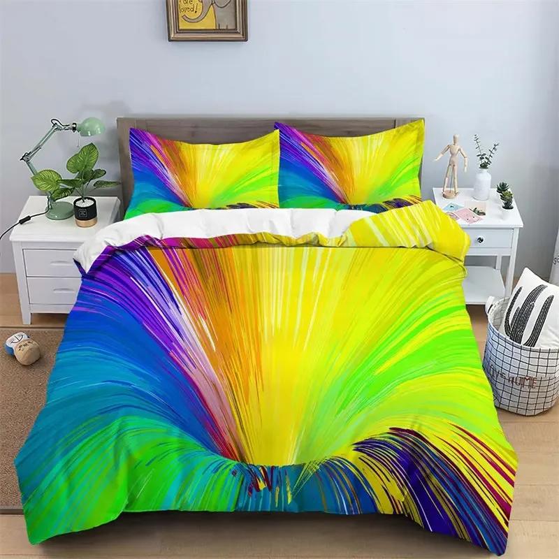 Psychedelic Swirl Soft Duvet Cover Abstract Geometric Beding Set Microfiber Twin King Comfortable Quilt Cover With Pilowcases For Children Kids Adult