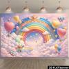 2D Plane Rainbow Heart Arch-shaped Hot Air Balloon Background Fabric Dreamy Clouds Macaron Balloons