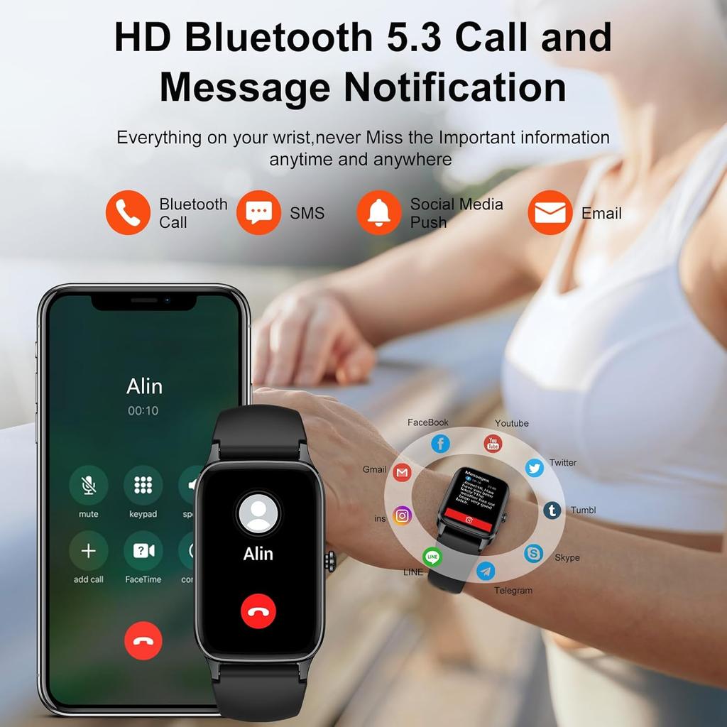 Smart Watch for Men Women, 1.57" Smartwatch (Answer/Make Call) , Fitness Tracker with 110+ Sport Modes, Heart Rate/Sleep Monitor, IP68 Waterproof,