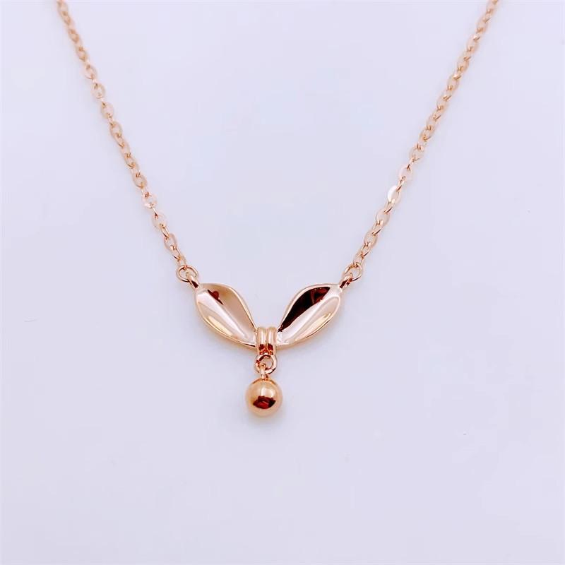 

Exquisite Russian 585 Purple Gold Plated Rose Gold Plain Gold Bead Bow Necklace Niche Personalized Set Chain Classic