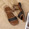 Fashion Women's Sandals 2025 Summer Woven Comfortable Anti Slip Outdoor Beach Shoes Female Open-toe Flat Sandals Outdoor Leisure Shoes