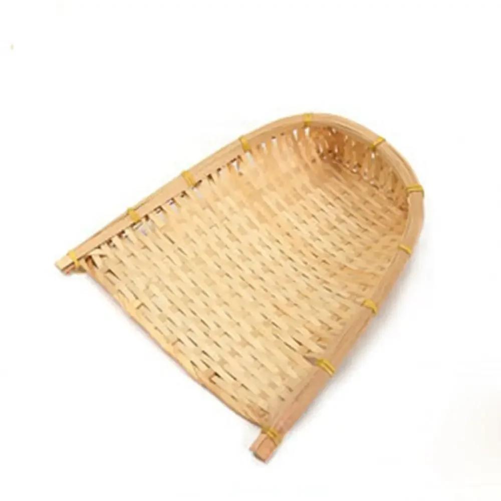 Lightweight Natural Handwoven Tasteless Trendy Handmade Vegetable Storage Tray Bamboo Basket Kitchen Supplies Dustpans