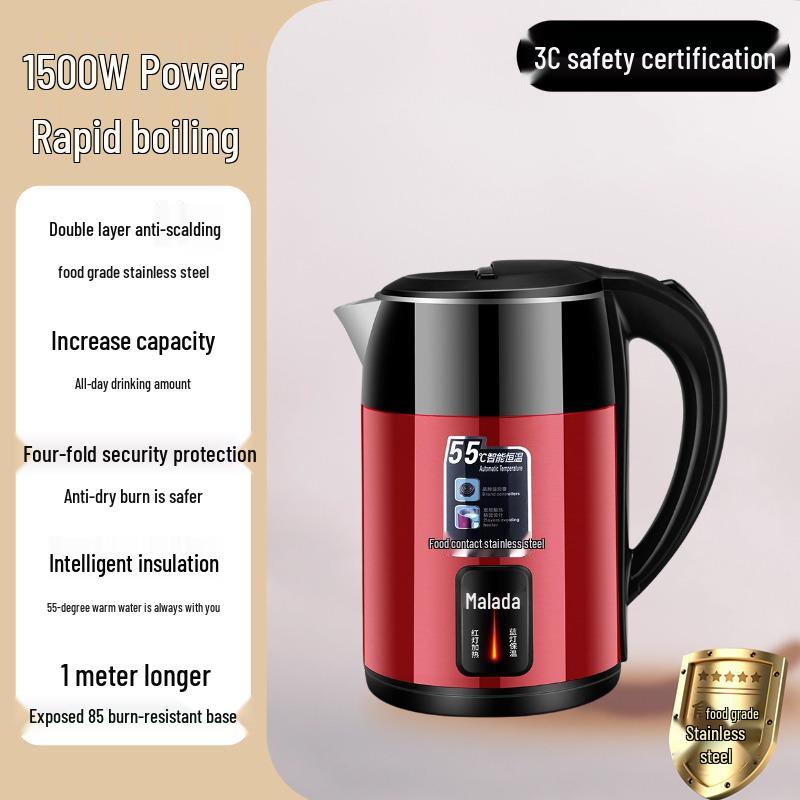 Wanlida 2025 Electric Kettle: Automatic Power-Off, Large Capacity, Insulated Boil, Household Use